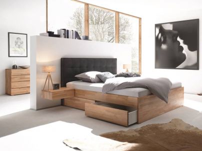 HASENA - Lit avec tiroirs en bois massif