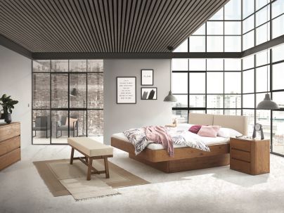 Chevet Koro en chêne massif, Hasena fabricant Suisse. Meuble pour la chambre. Le Monde du Lit