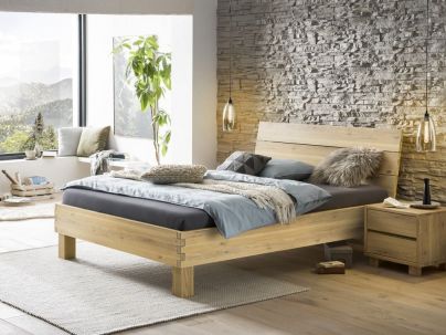 Lit Bretto en bois de chêne noueux pure massif haut de gamme | Le Monde du Lit