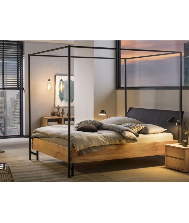 HASENA - Lit baldaquin en hêtre massif