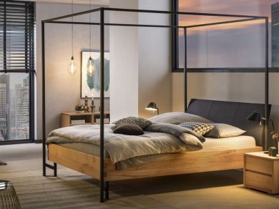 HASENA - Lit baldaquin en hêtre massif