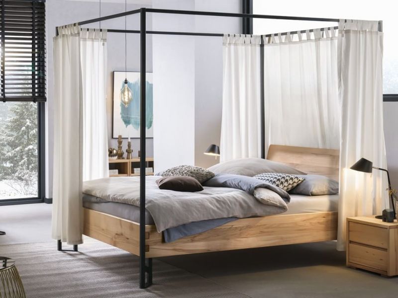 HASENA - Lit baldaquin en hêtre massif