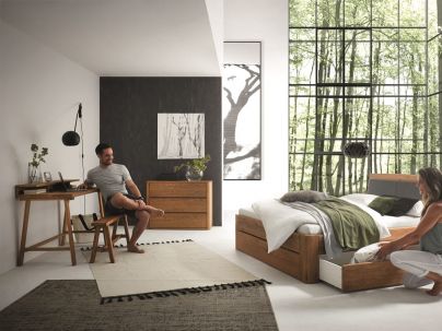 Secrétaire Coset Puro en chêne massif, Hasena fabricant Suisse. Meuble pour la chambre. Le Monde du Lit