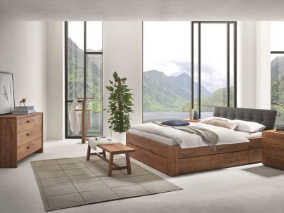 Banquette Calmo en chêne massif, Hasena fabricant Suisse. Meuble pour la chambre. Le Monde du Lit