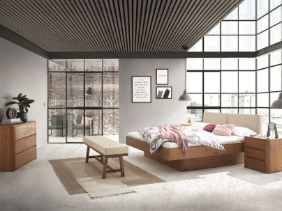 Banquette Calmo en chêne massif, Hasena fabricant Suisse. Meuble pour la chambre. Le Monde du Lit