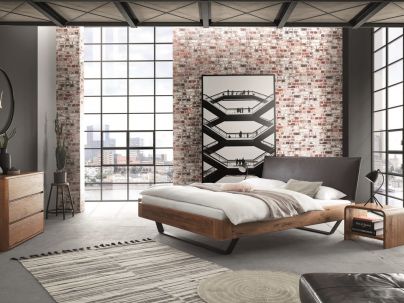 Lit Slitta en chêne massif, Hasena fabricant Suisse. Meuble pour la chambre. Le Monde du Lit