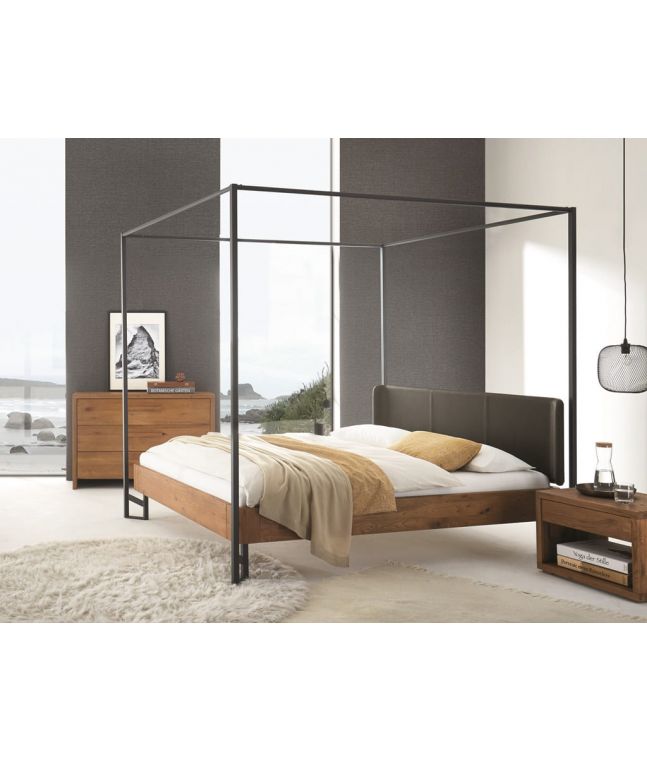 HASENA - Lit baldaquin en chêne massif