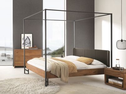 HASENA - Lit baldaquin en chêne massif