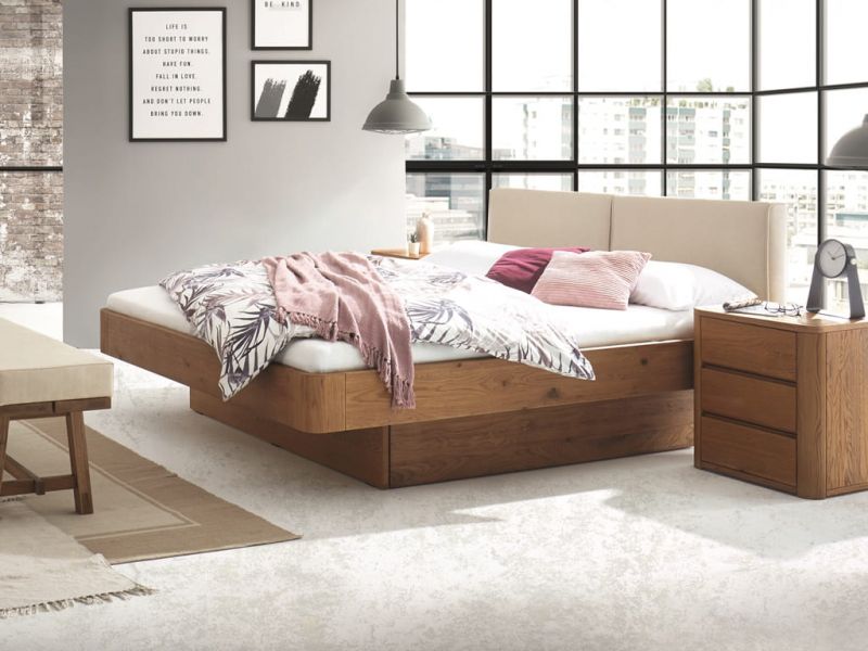 HASENA - Lit avec tiroirs en chêne massif