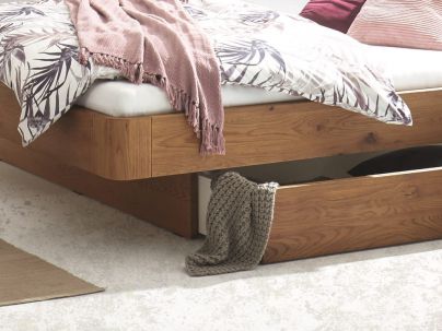 Lit Lovie en chêne massif, Hasena fabricant Suisse. Meuble pour la chambre. Le Monde du Lit