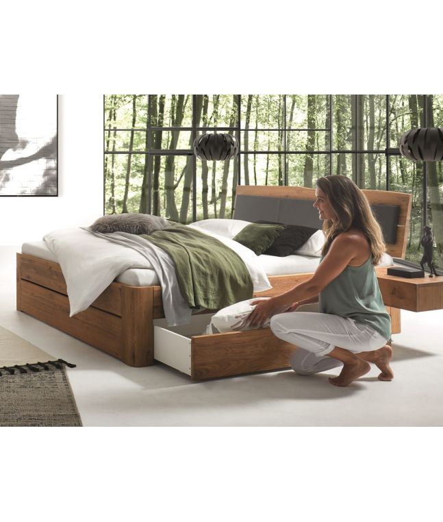 HASENA - Lit avec tiroirs en chêne massif