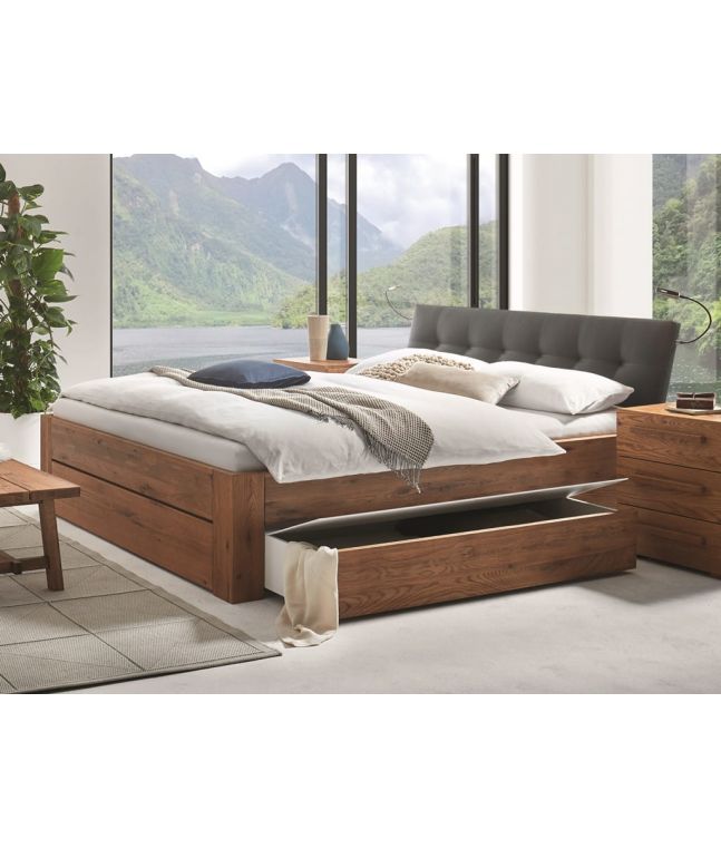 HASENA - Lit avec tiroirs en chêne massif