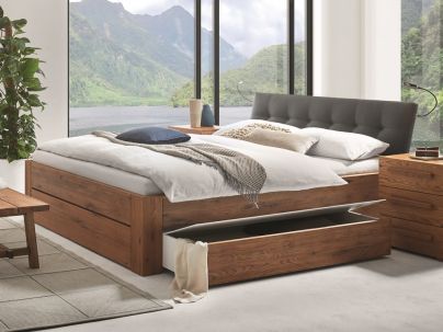 HASENA - Lit avec tiroirs en chêne massif