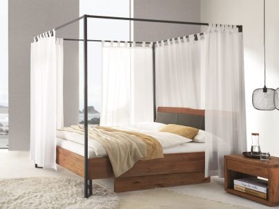 HASENA - Lit baldaquin en chêne massif