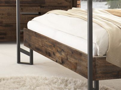 Lit baldaquin Duno en acacia massif, Hasena fabricant Suisse. Meuble pour la chambre. Le Monde du Lit