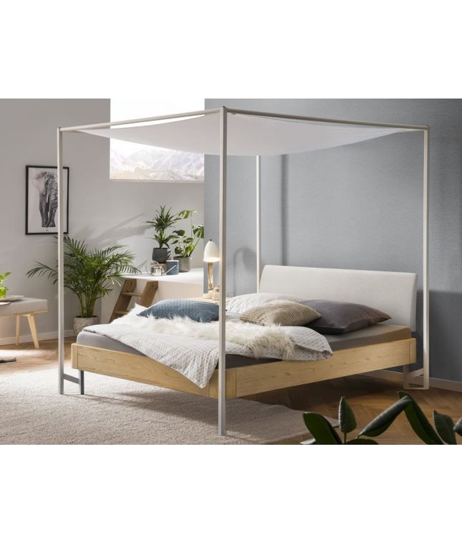 HASENA - Lit baldaquin en chêne massif
