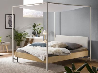HASENA - Lit baldaquin en chêne massif
