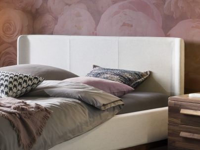 HASENA - Lit capitonné avec pieds de lit en bois massif