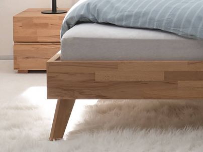 Lit Wood Leno en hêtre massif, Hasena fabricant Suisse. Meuble pour la chambre