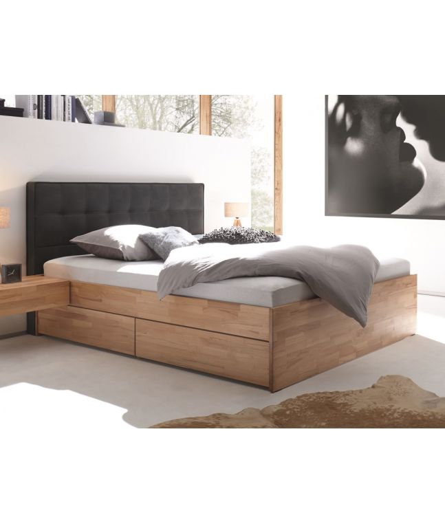 HASENA - Lit avec tiroirs en hêtre massif