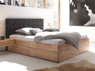 HASENA - Lit avec tiroirs en hêtre massif