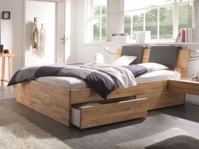 HASENA - Lit avec tiroirs en hêtre massif