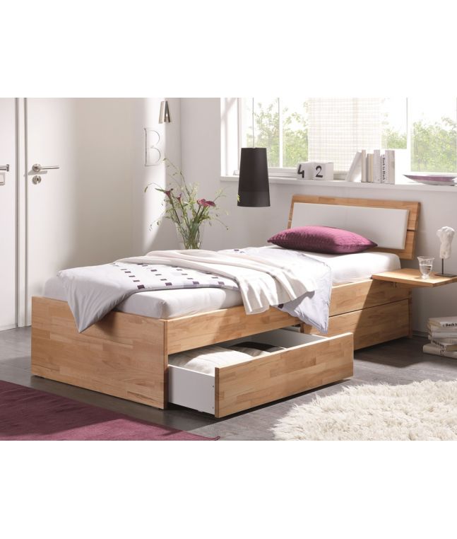 HASENA - Lit avec tiroirs en hêtre massif