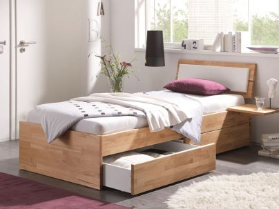 HASENA - Lit avec tiroirs en hêtre massif