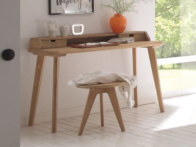 Secrétaire Bianco Aska en chêne sauvage massif, Hasena fabricant Suisse. Meuble pour la chambre