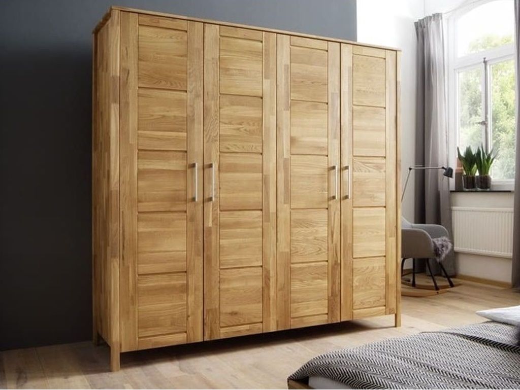 Armoire Louis personnalisable 205 cm 4 portes en chêne massif - Armoire en  bois - Le Monde du Lit