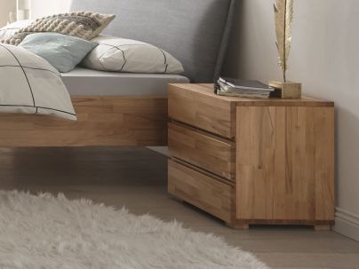 Chevet Wood Treva en hêtre massif, Hasena fabricant Suisse. Meuble pour la chambre