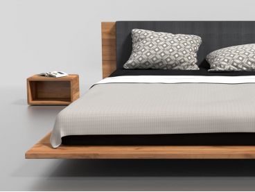 Lit Dorado style moderne avec tête de lit rembourrée 120 à 200 cm en chêne massif