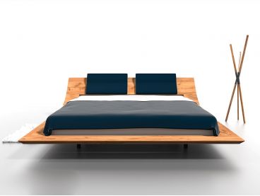 Lit Eridanus avec tête de lit inclinée et coussins en chêne massif