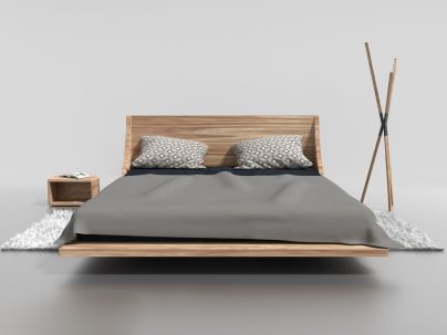 Lit Centaure en bois de frêne massif au design contemporain - Lit en bois - Le Monde du Lit