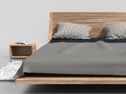 Lit Centaure en bois de frêne massif au design contemporain - Lit en bois - Le Monde du Lit