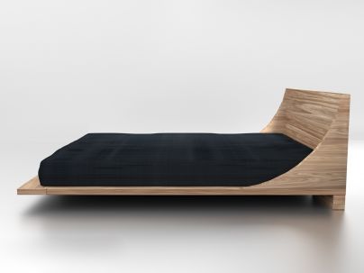 Lit Centaure en bois de frêne massif au design contemporain - Lit en bois - Le Monde du Lit