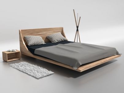 Lit Centaure en bois de frêne massif au design contemporain - Lit en bois - Le Monde du Lit