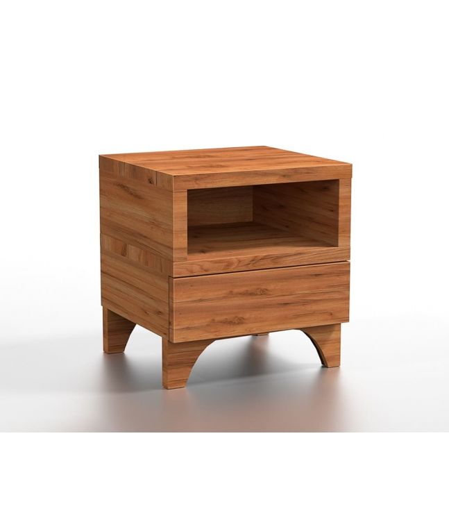 Chevet Cassiopée en chêne massif 1 niche, 1 tiroir