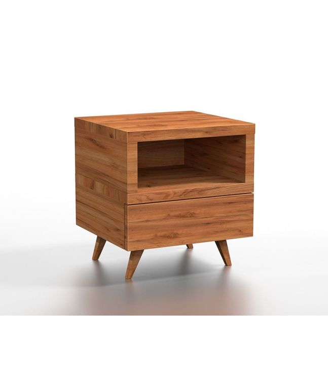 Chevet Columba en chêne massif 1 niche, 1 tiroir