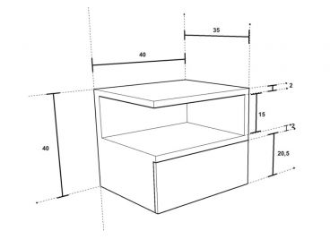 Dimensions du chevet Draco en bois