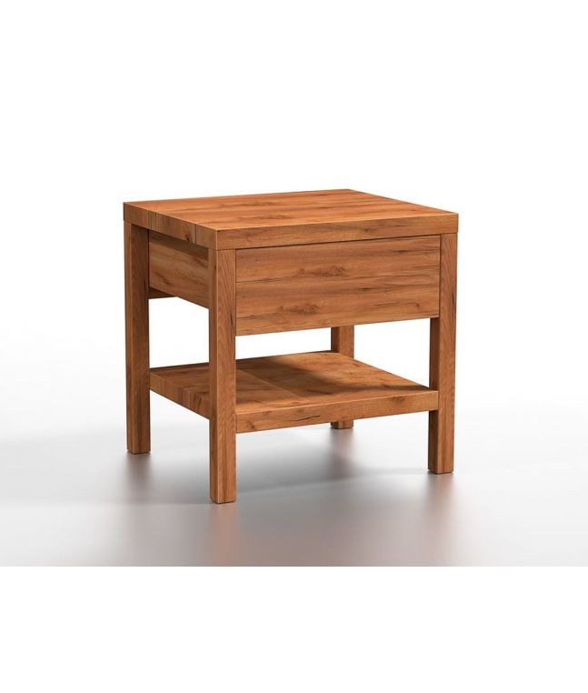Chevet Gemini en chêne massif 1 tiroir, 1 étagère