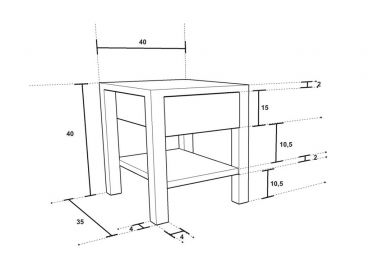 Dimensions du chevet Gemini en bois