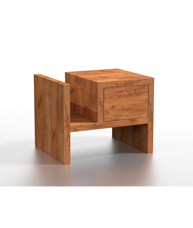 Chevet Lynx en chêne massif 1 étagère, 1 tiroir