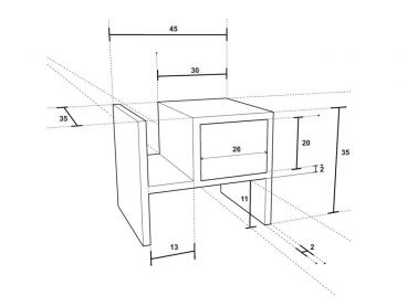 Dimensions du chevet Lynx en bois