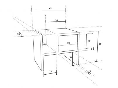 Dimensions du chevet Lynx en bois