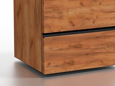 Zoom sur la finition du bois du chevet Corvus