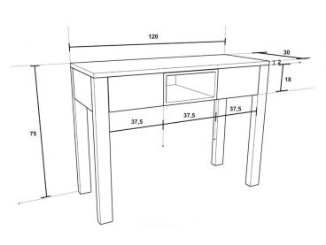 Dimensions de la coiffeuse Ara en bois