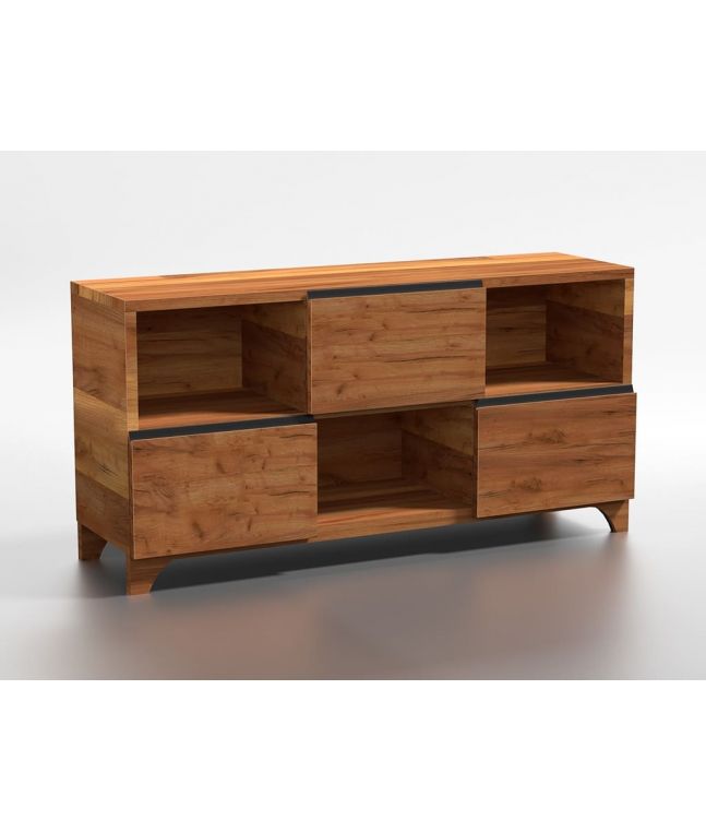 Commode Lacerta en chêne massif 3 niches, 3 tiroirs