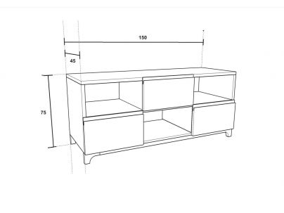 Dimensions de la commode Lacerta en bois