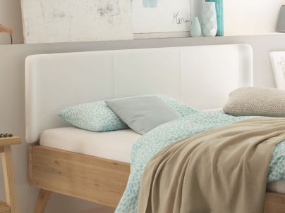 HASENA - Lit Cadro Leno avec tête de lit rembourrée